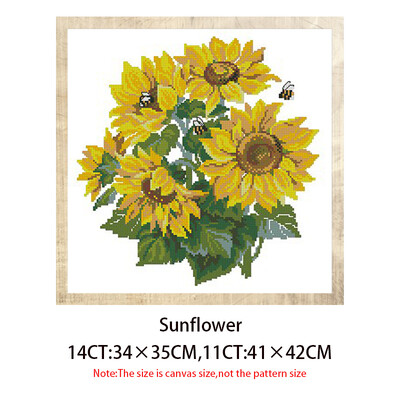 Setovi za vezenje suncokreta s brojanim križićima Setovi za vezenje na platnu 11CT 14CT DIY Ručno izrađene slike za kućni dekor