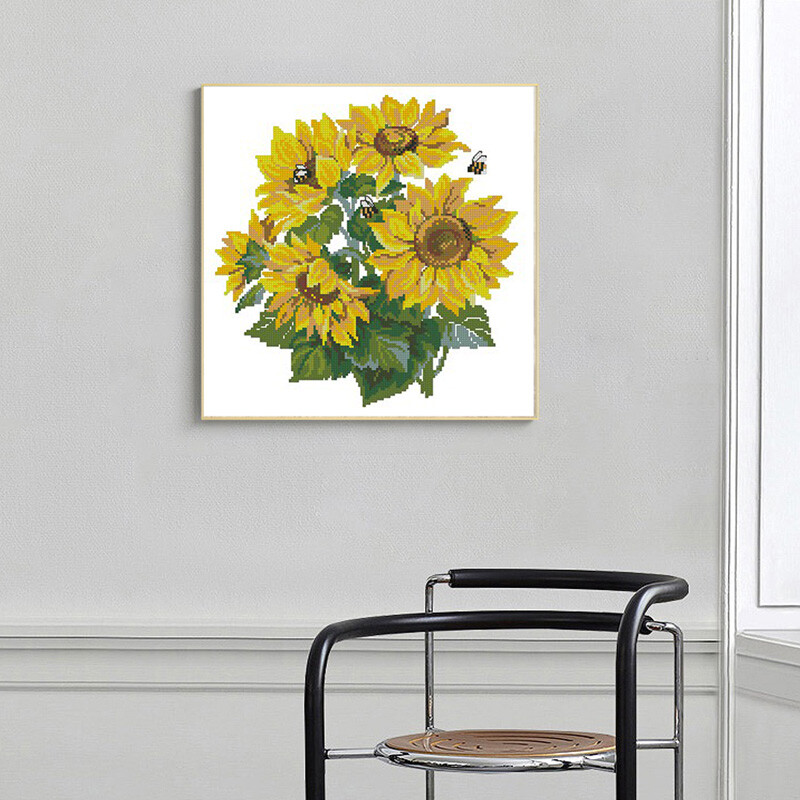 Setovi za vezenje suncokreta s brojanim križićima Setovi za vezenje na platnu 11CT 14CT DIY Ručno izrađene slike za kućni dekor
