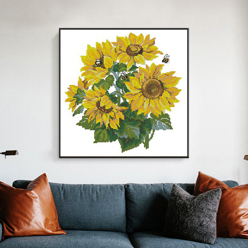 Setovi za vezenje suncokreta s brojanim križićima Setovi za vezenje na platnu 11CT 14CT DIY Ručno izrađene slike za kućni dekor