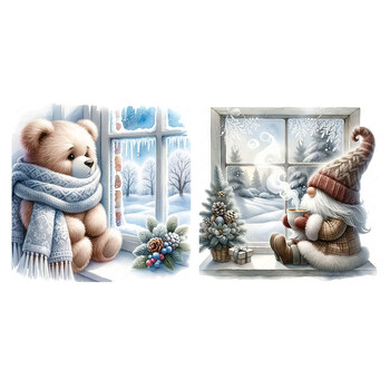 Cartoon Bear Gnome Kit Cross Stitch 11CT Printed Canvas Full Κέντημα Οικολογικό βαμβακερό νήμα Διακόσμηση σπιτιού 40*40cm Σετ κεντήματος