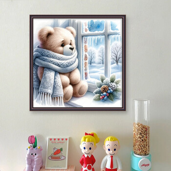 Cartoon Bear Gnome Kit Cross Stitch 11CT Printed Canvas Full Κέντημα Οικολογικό βαμβακερό νήμα Διακόσμηση σπιτιού 40*40cm Σετ κεντήματος