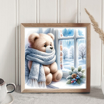 Cartoon Bear Gnome Kit Cross Stitch 11CT Printed Canvas Full Κέντημα Οικολογικό βαμβακερό νήμα Διακόσμηση σπιτιού 40*40cm Σετ κεντήματος