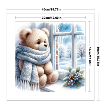 Cartoon Bear Gnome Kit Cross Stitch 11CT Printed Canvas Full Κέντημα Οικολογικό βαμβακερό νήμα Διακόσμηση σπιτιού 40*40cm Σετ κεντήματος