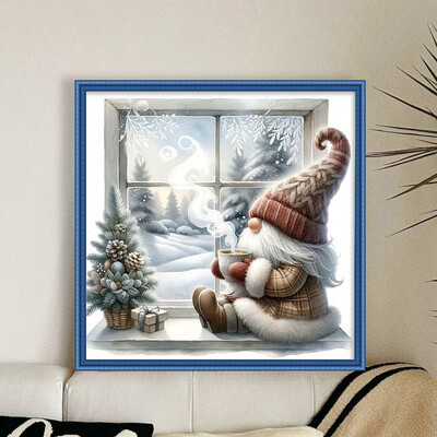 Cartoon Bear Gnome kryžminio dygsnio rinkinys 11CT spausdinta drobė pilna siuvinėjimo ekovatos siūlu namų dekoravimui 40*40cm siuvinėjimo rinkinys
