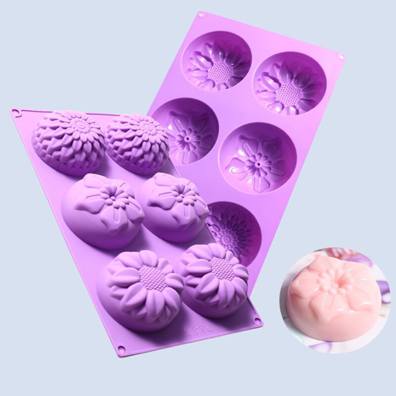6 üreges 3D virág formájú szilikon szappanforma DIY fondant tortaforma szappan készítés
