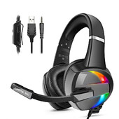 RGB Gaming Headset Zajszűrő mikrofonnal Surround Sound LED fejhallgató PS5-höz PS4 Xbox One PC Laptop Mac Számítógép PC