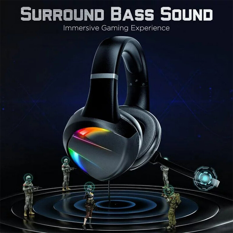 RGB Gaming Headset Zajszűrő mikrofonnal Surround Sound LED fejhallgató PS5-höz PS4 Xbox One PC Laptop Mac Számítógép PC