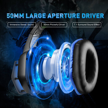 EKSA E1000 Gaming Headphones for PC/PS4/PS5 7.1 Surround RGB Gaming Headset Gamer USB Ενσύρματα ακουστικά με μικρόφωνο ακύρωσης θορύβου