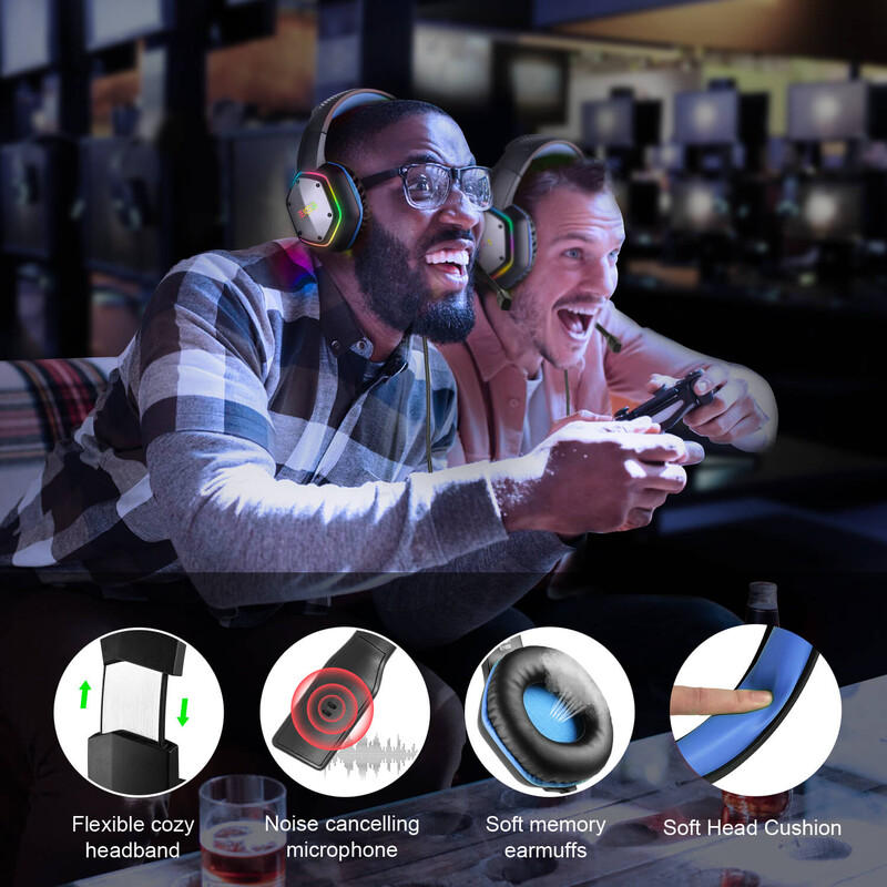 EKSA E1000 Gaming slušalice za PC/PS4/PS5 7.1 Surround RGB Gaming Headset Gamer USB žičane slušalice s mikrofonom za uklanjanje buke