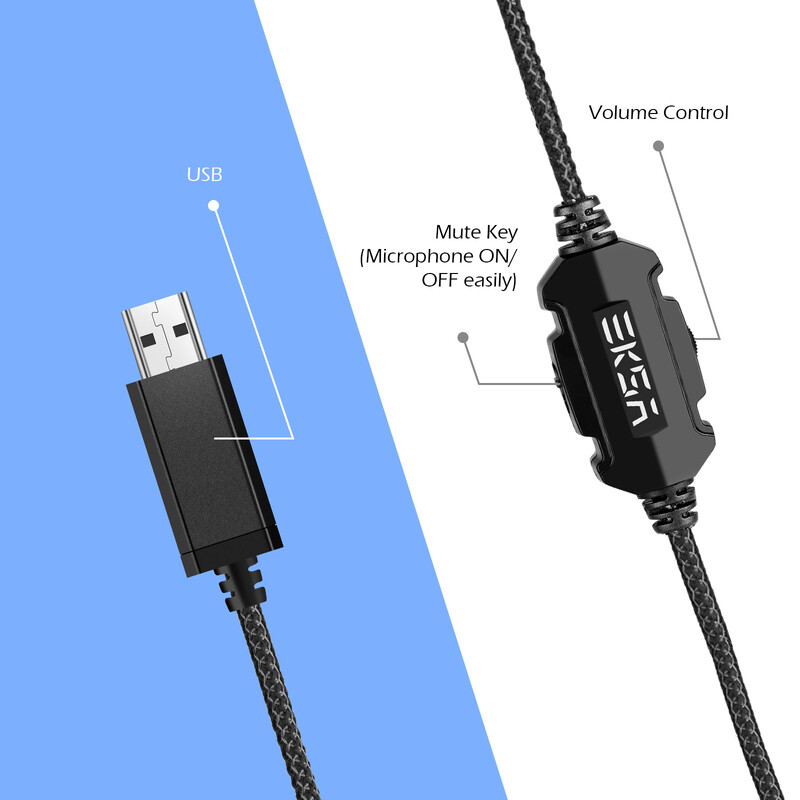 EKSA E1000 Gaming slušalice za PC/PS4/PS5 7.1 Surround RGB Gaming Headset Gamer USB žičane slušalice s mikrofonom za uklanjanje buke