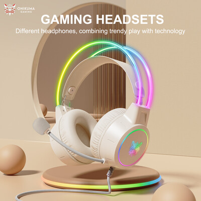 ONIKUMA X15 PRO žaidimų ausinės su galvos juostele RGB, skirtos PS4 PS5 Xbox PC laidinės žaidėjo ausinės su mikrofono skambučių triukšmo mažinimu