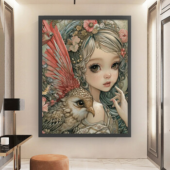 Τυπωμένο Flower Fairy Cross Stitch Kit 11CT Embroidery Kit Ράψιμο με βελόνες και κλωστές Ολόκληρο στρογγυλό τρυπάνι Diamond Embroidery Home Δεκ