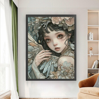 Τυπωμένο Flower Fairy Cross Stitch Kit 11CT Embroidery Kit Ράψιμο με βελόνες και κλωστές Ολόκληρο στρογγυλό τρυπάνι Diamond Embroidery Home Δεκ