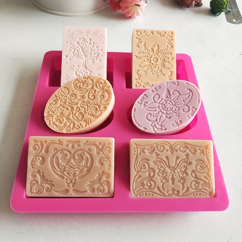 Set kalupa za sapun sa 6 uzoraka - raznovrsni dizajni za kreativnu izradu sapuna - izdržljiv i lako otpuštajući silikon, siguran za pećnicu, za višekratnu upotrebu