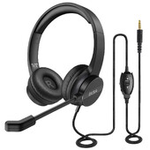 Căști cu fir EKSA cu microfon pentru PC/PS4/Xbox Căști de gaming Gamer 3,5 mm On-ear Call Center/Trafic/Caști de birou