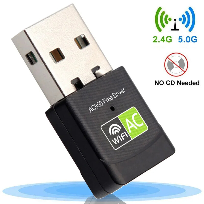 Adaptor USB Wifi 600Mbps Bandă duală 2,4GHz+5Ghz Driver gratuit RTL8811 Placă de rețea WiFi