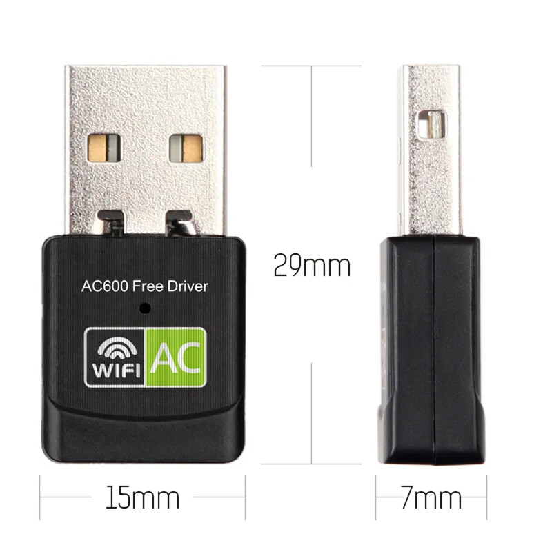 Adaptor USB Wifi 600Mbps Bandă duală 2,4GHz+5Ghz Driver gratuit RTL8811 Placă de rețea WiFi