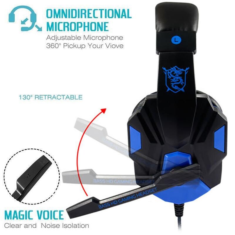 3,5 mm vadu spēļu austiņas, salokāmas datorspēļu austiņas ar regulējamu mikrofonu PS4 Xbox One Nintend Switch datoram