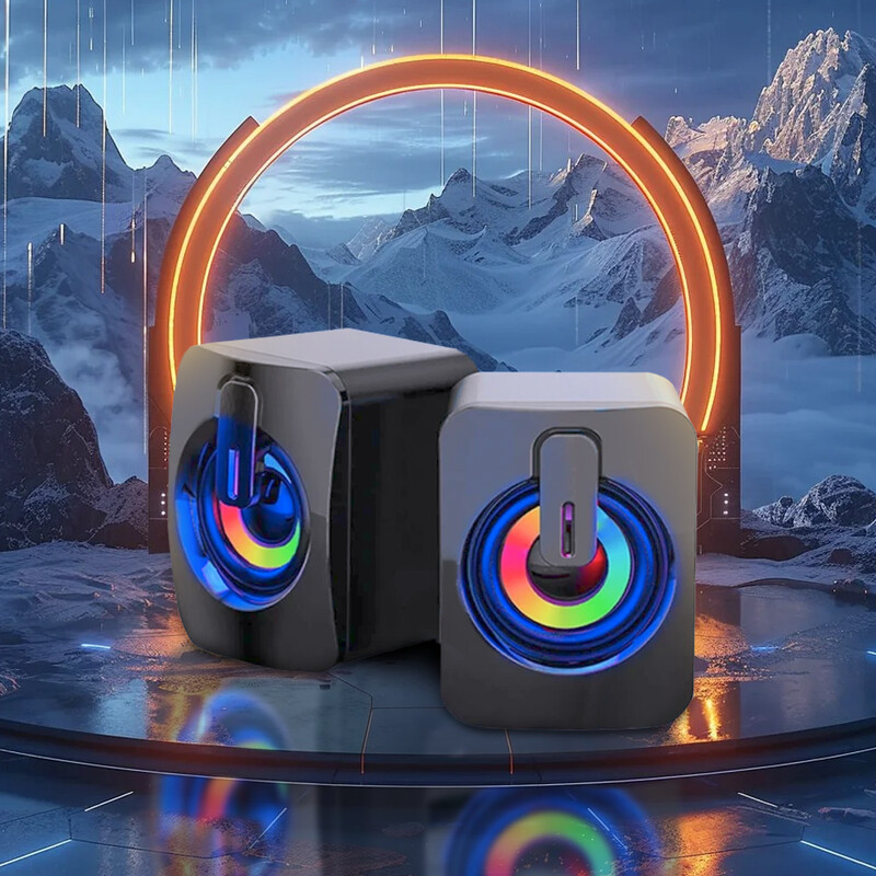 Kompiuterio garsiakalbiai PC Garso dėžutė HIFI stereo mikrofonas USB laidinis Caixa De Som su LED lempute stalinio kompiuterio nešiojamojo kompiuterio garsui