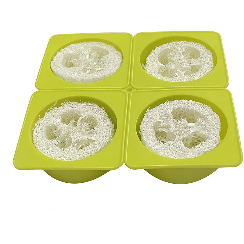 Okrugli silikonski kalup za sapun s 4 šupljine, komplet za izradu prirodnog sapuna od lufe, uključuje 4 komada izrezanih kriški od lufe