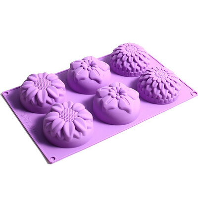 6-dutinová 3D kvetinová silikónová forma na mydlo, forma na fondán, výroba mydla