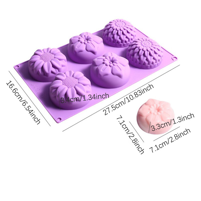 6-dutinová 3D kvetinová silikónová forma na mydlo, forma na fondán, výroba mydla