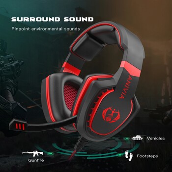 Ακουστικά ενσύρματα gaming Headset Noise Isolating Overear Headphone with Mic.Volume Control Bass Surround για PC PS4 PS5 XBOX