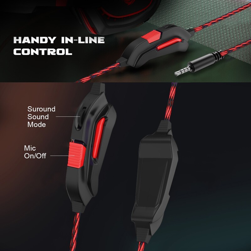 Căști cu fir Căști de gaming Căști supraauriculare cu izolație de zgomot cu mic. Control volum Bass Surround pentru PC PS4 PS5 XBOX