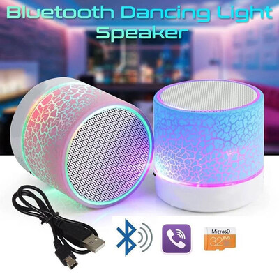 Ново мини преносимо аудио за кола A9 Dazzling Crack LED безжичен Bluetooth субуфер високоговорител TF карта