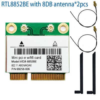 Realtek RTL8852BE võrgukaart WiFi 6 1800Mbps BT 5.0 Dual Band Wireless miniPCIe 802.11ac/ax 2.4G/5Ghz MU-MIMO Win 10 pcie jaoks