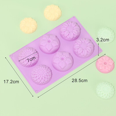 6 dobuma zieda formas silikona DIY roku darbs ziepju sveču kūkas veidņu piederumi 6 caurumi Amatniecība rokām darināta ziepju veidne