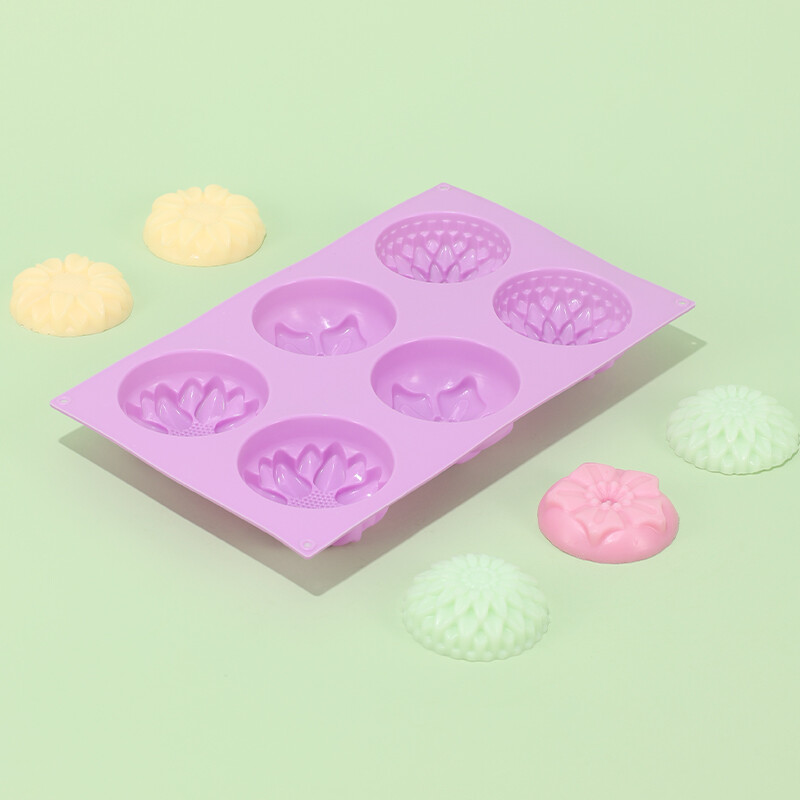 6 dobuma zieda formas silikona DIY roku darbs ziepju sveču kūkas veidņu piederumi 6 caurumi Amatniecība rokām darināta ziepju veidne