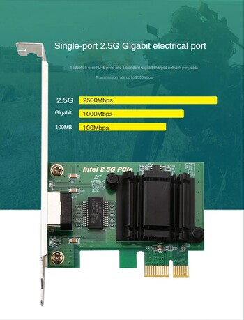 2,5G Intel i225 PCIE σε κάρτα δικτύου RJ45 100/1000/2500Mbps Διασύνδεση RJ45 LAN Etherent Gigabit Προσαρμογέας για υπολογιστή/επιτραπέζιο υπολογιστή