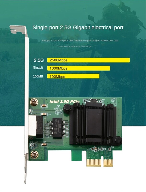 2.5G Intel i225 PCIE la placă de rețea RJ45 100/1000/2500Mbps Adaptor Gigabit LAN Etherent de interfață RJ45 pentru computer/desktop