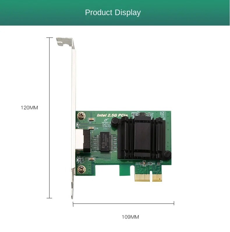2.5G Intel i225 PCIE la placă de rețea RJ45 100/1000/2500Mbps Adaptor Gigabit LAN Etherent de interfață RJ45 pentru computer/desktop