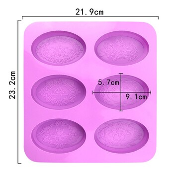 6 κοιλότητες Λουλούδι Ανάγλυφο Μοτίβο Ορθογώνιο Σχήμα Σιλικόνη Καλούπι σαπουνιού DIY Φτιάξτε σπιτικό κάλυμμα για κέικ Δίσκος φόρμα σαπουνιού Καλούπια χειροτεχνίας