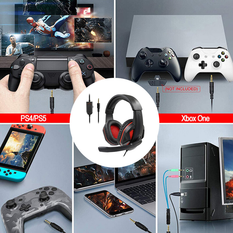 Slušalice za igre Slušalice za smanjenje buke Subwoofer Surround Stereo zvuk Slušalice s mikrofonom Slušalice za Xbox One PS4 PS5