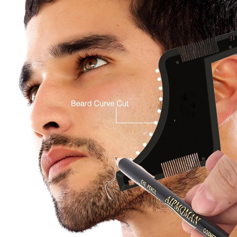 Olovka za bijelu bradu Boja za mušku bradu Komplet za oblikovanje Predložak Češalj Brijač Alat za simetrično podrezivanje Šablona Ravnalo