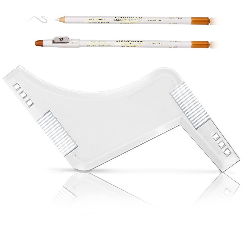 Olovka za bijelu bradu Boja za mušku bradu Komplet za oblikovanje Predložak Češalj Brijač Alat za simetrično podrezivanje Šablona Ravnalo