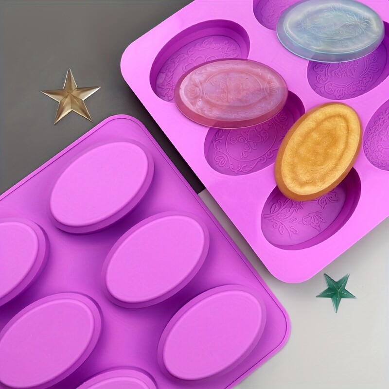 Ovalni silikonski kalup za sapun sa 6 udubljenja s elegantnim cvjetnim dizajnom - neprianjajući, lako se otpušta za diy ručno izrađene sapune, žele i pečenje