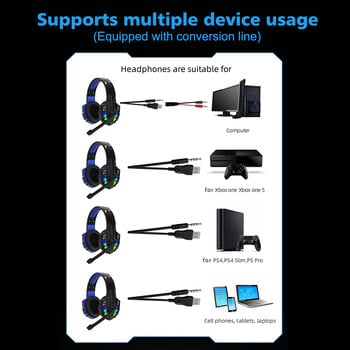 Ενσύρματο ακουστικό τυχερού παιχνιδιού USB 3,5 mm για PS4 PS5 Xbox One φορητό υπολογιστή HiFi Bass Stereo Gamer ακουστικά με μικρόφωνο ακύρωσης θορύβου