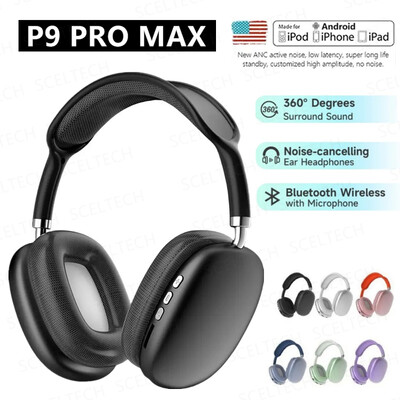 ÚJ P9 Pro Max Air Vezeték nélküli Bluetooth fejhallgató Zajszűrő fülhallgató Mic Pods Over Ear Sports Gaming Headset Apple-hez