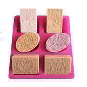 Silikonski kalupi za sapun DIY ručno rađeni kalupi s mješovitim uzorcima sa 6 udubljenja za Bundt tortu Cupcake Puding svijeća Alat za izradu sapuna