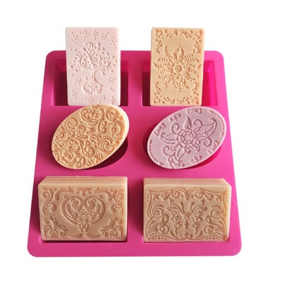 Silikona ziepju veidnes 6 dobumu DIY roku darbs jaukta rakstu veidne Bundt kūkas cupcake pudiņa sveču ziepju gatavošanas piederumu rīks