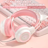 Újdonságok SY-G35 vezetékes macska füles fejhallgató RGB világítás 360°-os zajszűrő mikrofon HiFi hangminőségű PC laptop játék fejhallgató