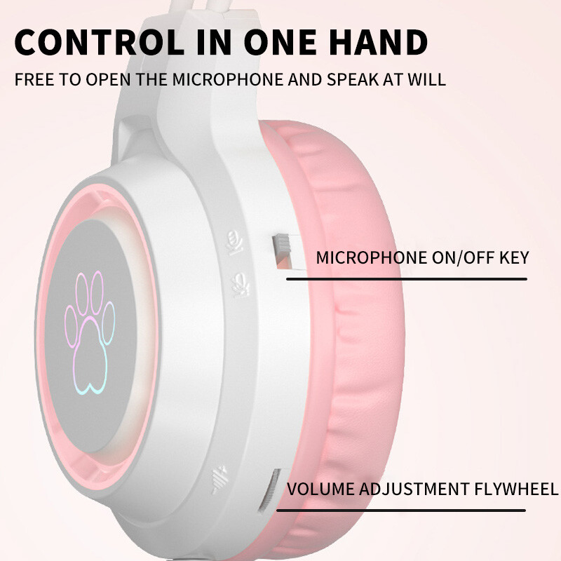 Újdonságok SY-G35 vezetékes macska füles fejhallgató RGB világítás 360°-os zajszűrő mikrofon HiFi hangminőségű PC laptop játék fejhallgató