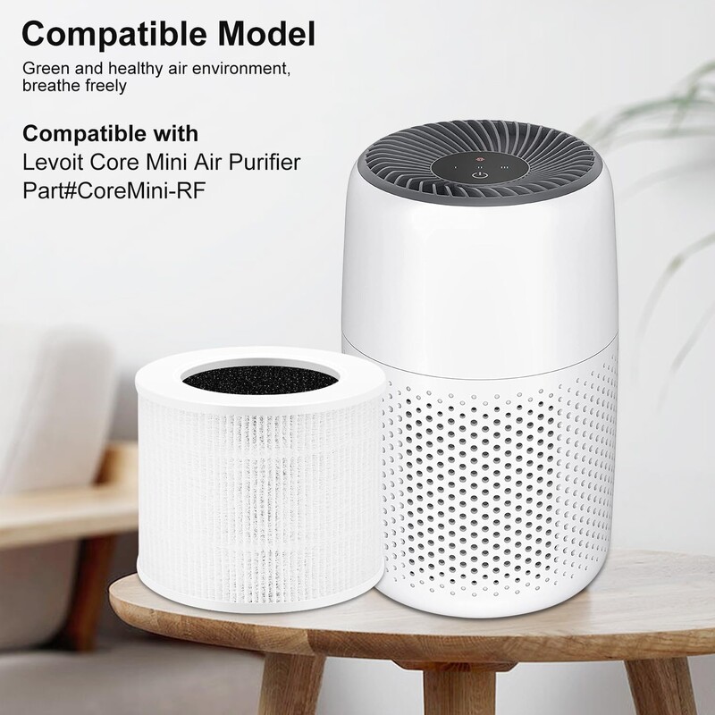 Gaisa attīrītāja filtra augstas efektivitātes HEPA aktīvās ogles filtra komplekta nomaiņa, kas ir saderīga ar LEVOIT-Core Mini/Mini-RF
