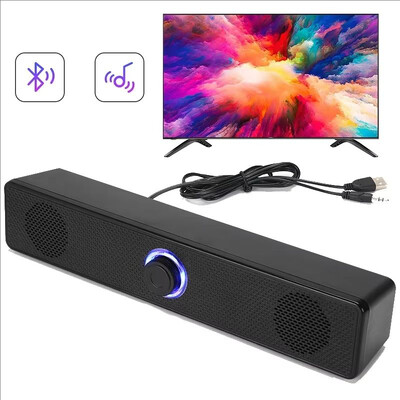 PC Soundbar Vadu un bezvadu Bluetooth skaļrunis ar USB barošanu aprīkots skaņas josla televizoram PC klēpjdatora spēļu mājas kinozāle telpiskā audio sistēma