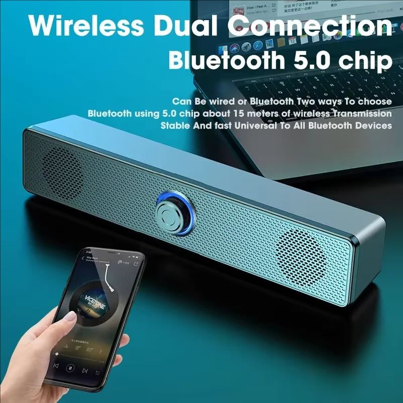 PC Soundbar Káblový a bezdrôtový Bluetooth reproduktor Soundbar s napájaním z USB pre TV, PC, notebook, hry, domáce kino, systém priestorového zvuku