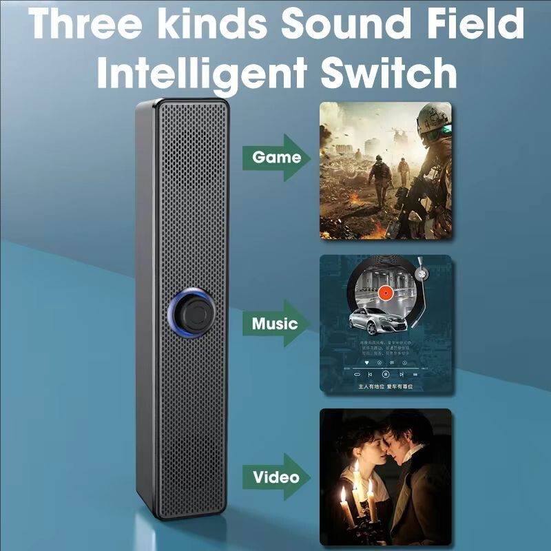 PC Soundbar Káblový a bezdrôtový Bluetooth reproduktor Soundbar s napájaním z USB pre TV, PC, notebook, hry, domáce kino, systém priestorového zvuku
